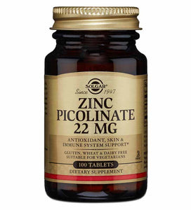 SOLGAR ZINC PICOLINATE 22MG TABS 100